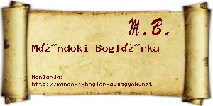 Mándoki Boglárka névjegykártya